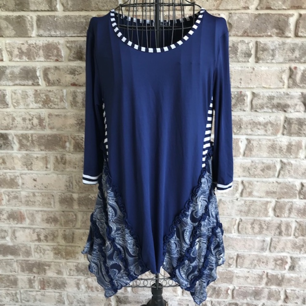Aster by Firmiana Blue Tunic top Dress Festive